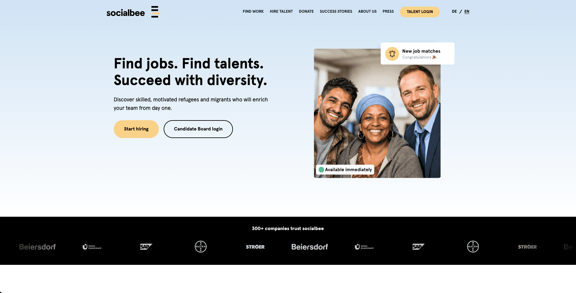 SocialBee public landing page screenshot for neutral comparison context