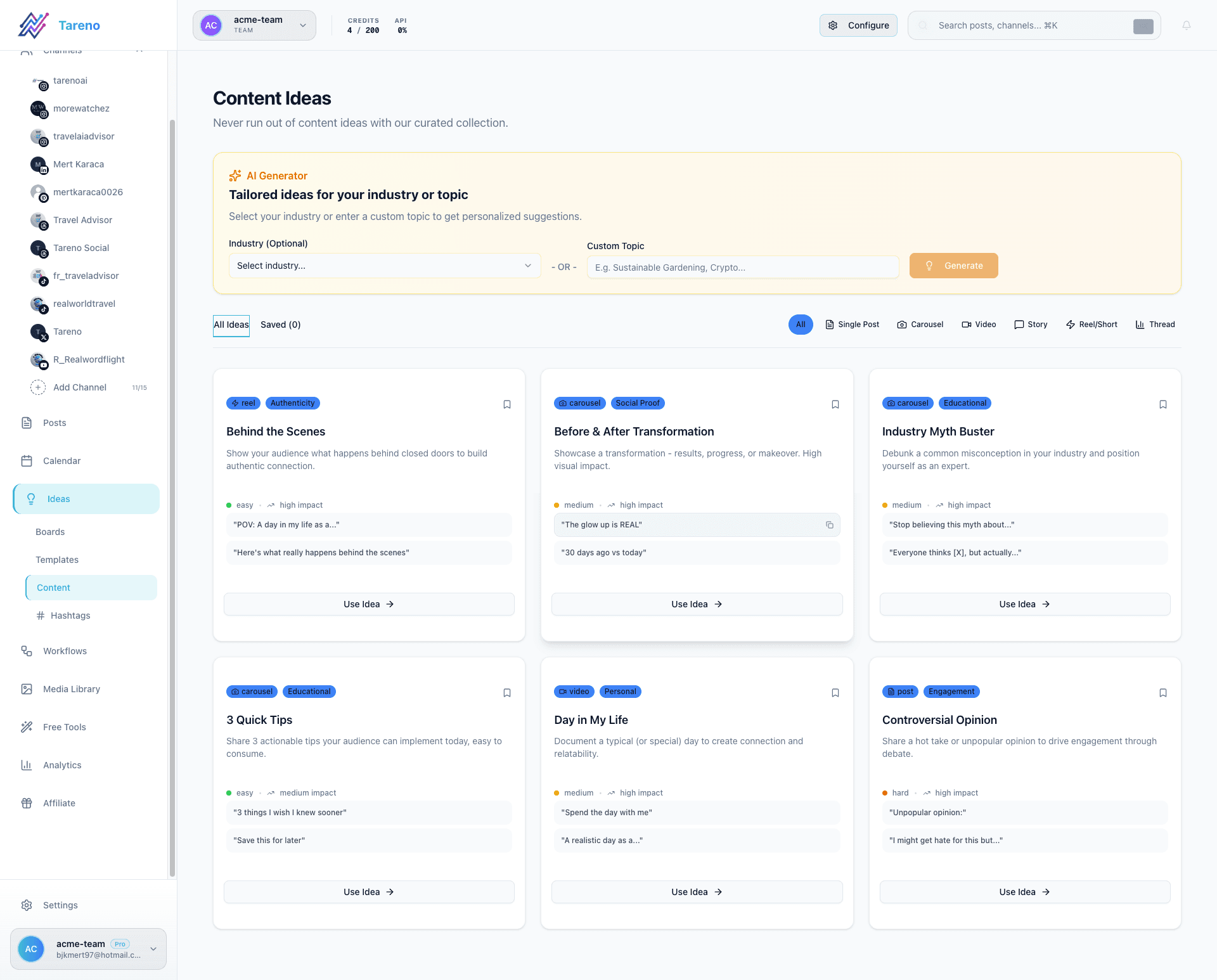 Social Media Workflow Builder workflow