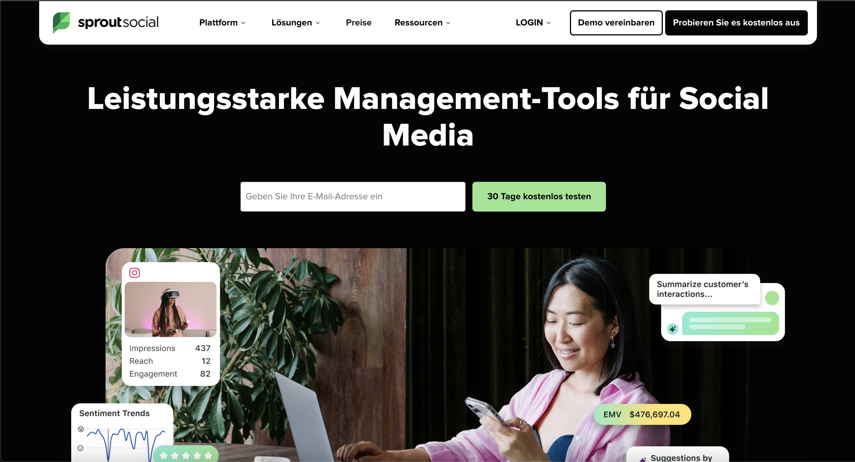Sprout Social landing page