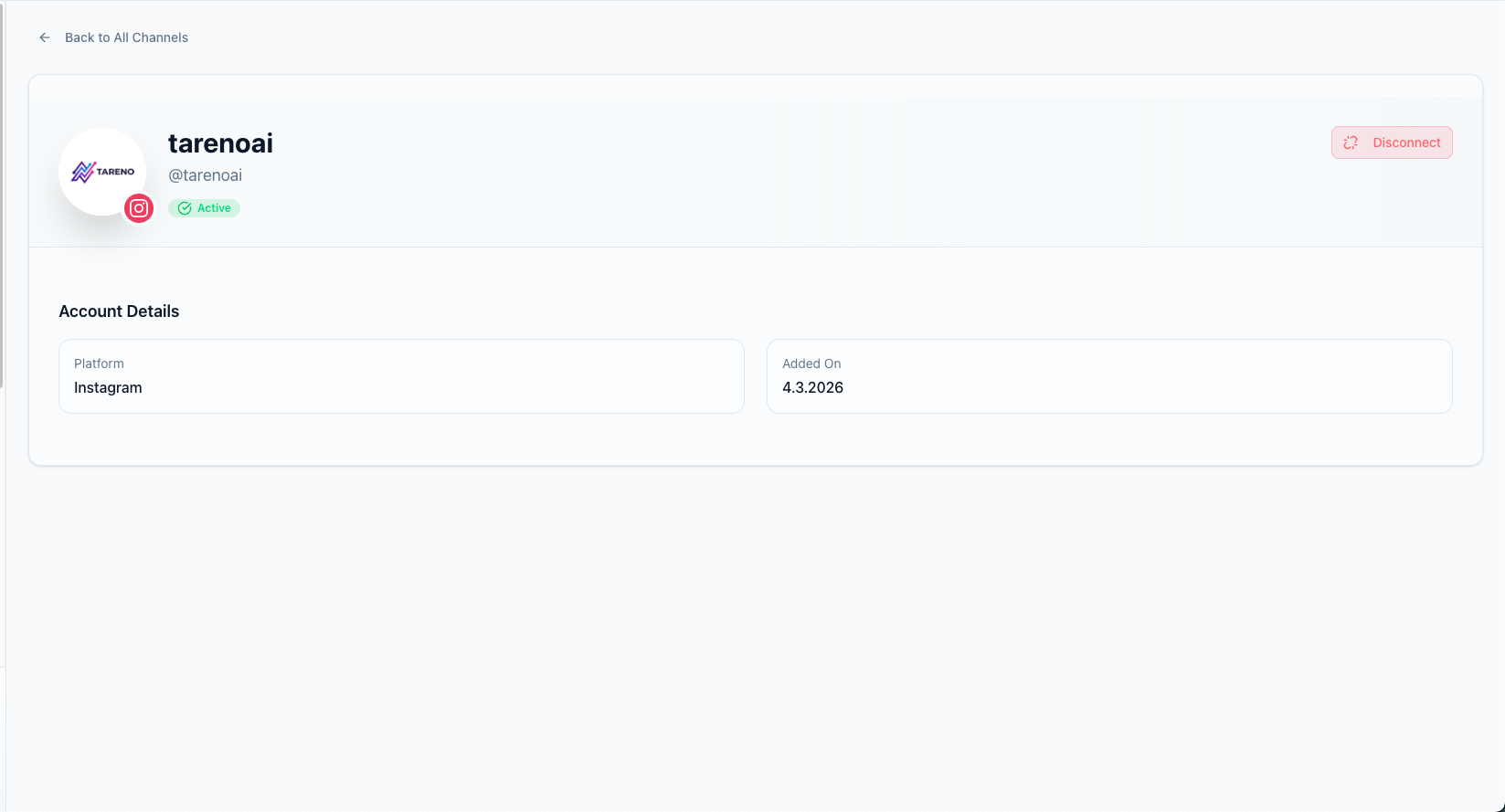 Connected Instagram account